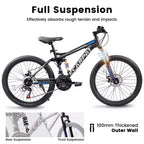 Okak 26IN Mountain Bike with Disc Brakes, 21-Speed Adult Bike with Durable Frame and Rear Dual Absorption, Bicycle for City Road Cycling