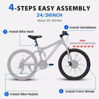Okak 26IN Mountain Bike with Disc Brakes, 21-Speed Adult Bike with Durable Frame and Rear Dual Absorption, Bicycle for City Road Cycling