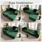 77.2 Teddy Fabric No Assembly 32D High Density sponge Boneless Sofa,Fluffy Comfy Couch with double Chaises,Sleeper sofa for Living Room,White