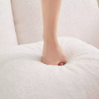 77.2 Teddy Fabric No Assembly 32D High Density sponge Boneless Sofa,Fluffy Comfy Couch with double Chaises,Sleeper sofa for Living Room,White