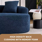 Causeuse incurvée blanche de 65 pouces avec éponge à compression totale et 3 oreillers, canapé compact en chenille 30D sans assemblage