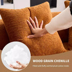 Causeuse incurvée blanche de 65 pouces avec éponge à compression totale et 3 oreillers, canapé compact en chenille 30D sans assemblage