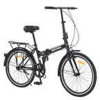 Okak 24IN Folding Bike with Fenders and Dual V-Brake, City Commuter Bicycle with Steel Frame and Shelf, Cruiser Bikes for Men and Women