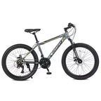 Okak 24IN Mountain Bike with Daul Disc Brakes and Front Suspension, Kids Bike with 21 Speed and Steel Frame, Bicycle for Boys, Girls