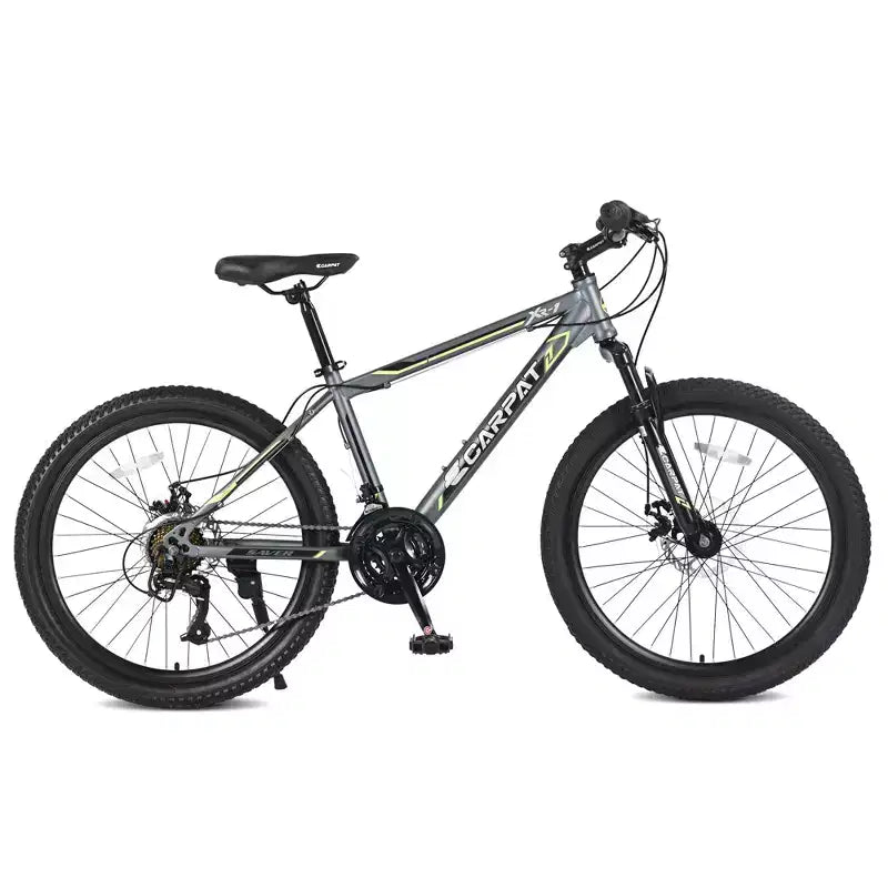 Okak 24IN Mountain Bike with Daul Disc Brakes and Front Suspension, Kids Bike with 21 Speed and Steel Frame, Bicycle for Boys, Girls