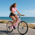 Okak 24/26IN Mountain Bike with Carbon Steel Frame, Adult Bike with 21-Speed System and Dual V-Brake, Kids Dirt Bike for Adult and Teens