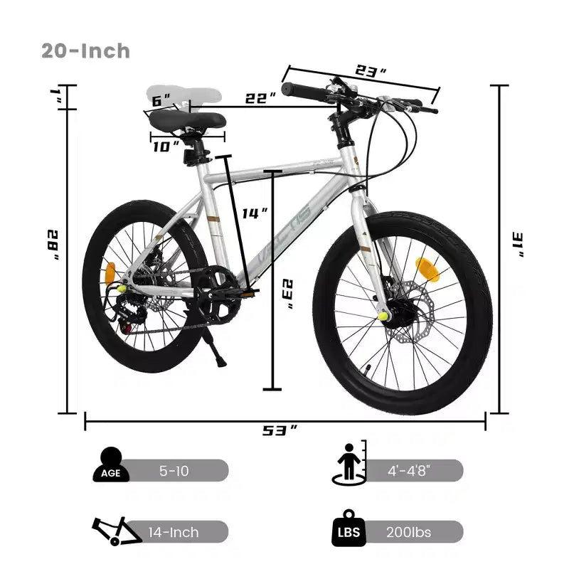 Okak 20IN Toddler Bike with 7-Speed and Steel Frame, Kids Bike with Dual Disc Brakes and 1.75IN Tires, Kids Cruiser Bikes for Boys & Girls