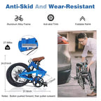 Vélo Pliant Okak 20 pouces avec Cadre Léger en Aluminium, Vélo de Ville 7 Vitesses avec Selle et Guidon Réglables pour les Trajets Urbains, Bleu