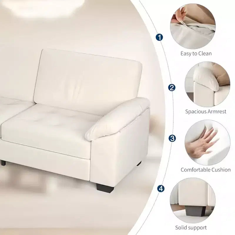 Canapé 3 places GustoWave Modern, Loveseat surdimensionné de 228 cm en velours avec accoudoirs spacieux et moelleux, canapé capitonné confortable