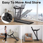 Folding Treadmill for Home with Incline & Heart Rate Sensor, 2.5HP Quiet Motor, USB Charging, Portable Running Walking Machine, 300lbs Capacity