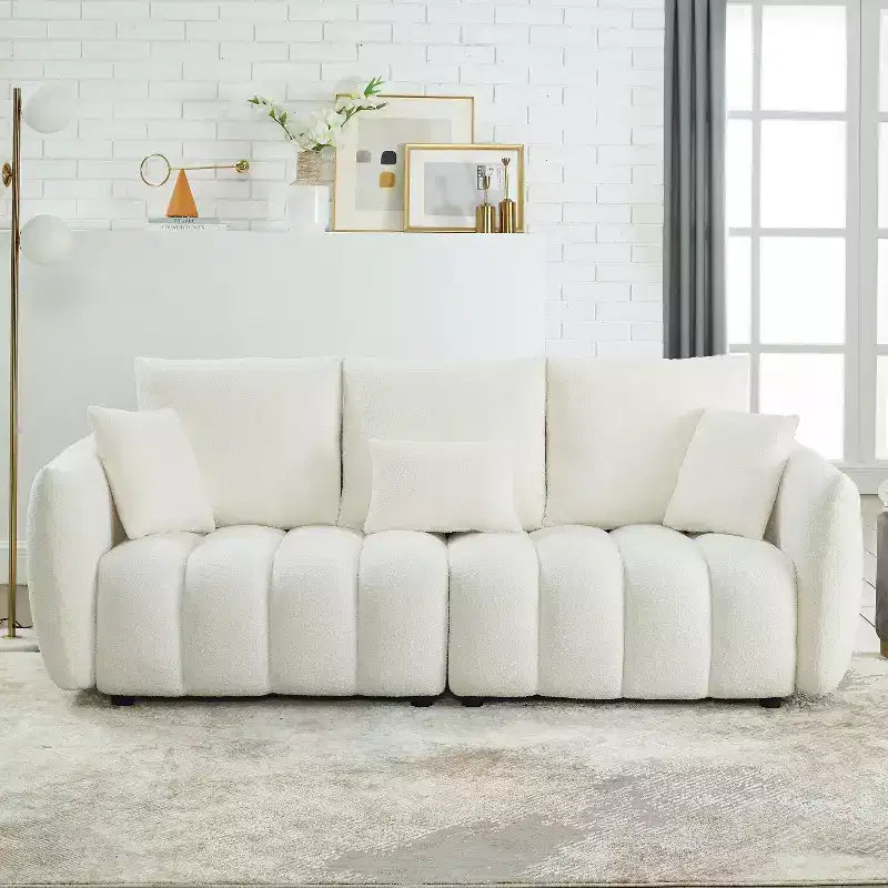 Christopher Knight Home Lucy 82 Teddy Wood Frame 3-Seater Sofa