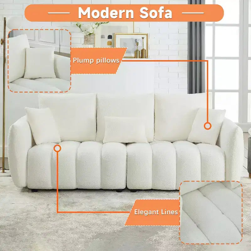 Christopher Knight Home Lucy 82 Teddy Wood Frame 3-Seater Sofa