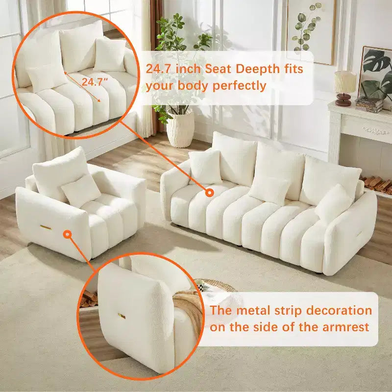 Christopher Knight Home Lucy 82 Teddy Wood Frame 3-Seater Sofa