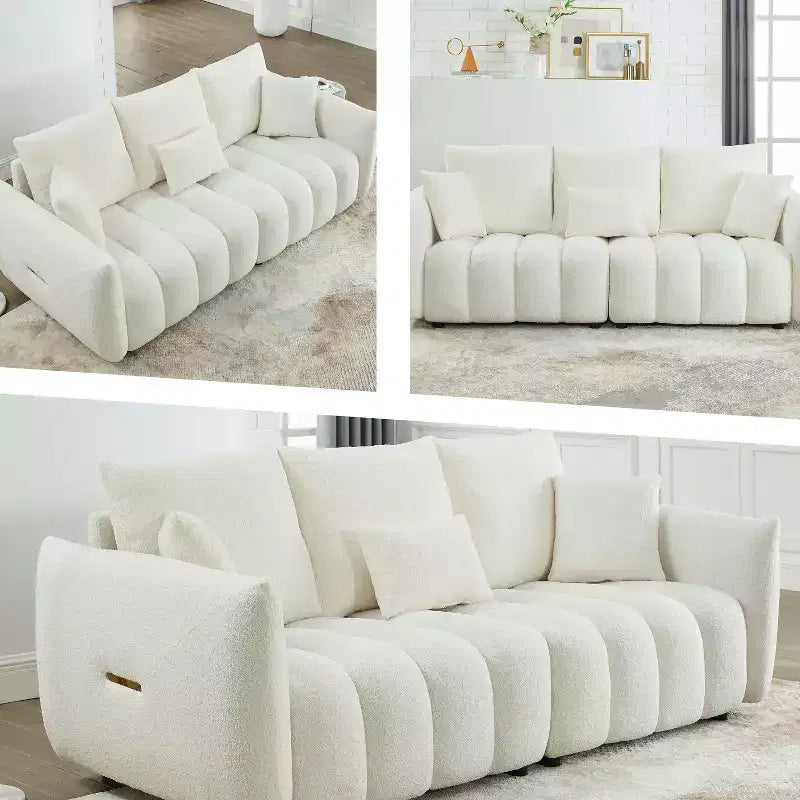 Christopher Knight Home Lucy 82 Teddy Wood Frame 3-Seater Sofa