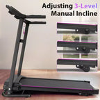 Tapis roulant électrique pliable 2,5 CV avec inclinaison, vitesse 12 km/h, capteur de fréquence cardiaque, musique Bluetooth, porte-gobelet pour salle de sport à domicile