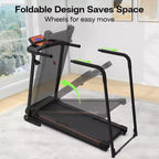 Foldable Walking Treadmill for Seniors with Extended Handrails, APP Control Option, Portable Design, 300LBS Weight Capacity