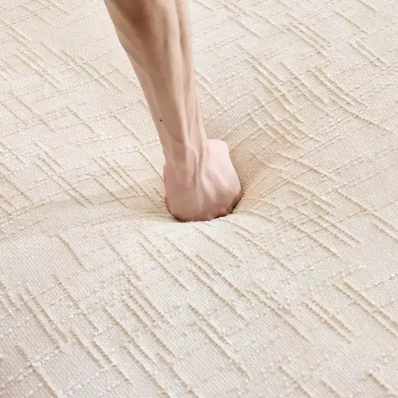 Canapé d'angle en chenille beige avec accoudoirs arrondis et 4 coussins Neutre, Douillet, Gain de place