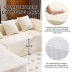Canapé d'angle en chenille beige avec accoudoirs arrondis et 4 coussins Neutre, Douillet, Gain de place