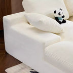 Canapé confortable en velours côtelé blanc avec 5 coussins – L'indispensable du salon douillet