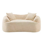 Canapé beige courbé 2 places avec accoudoirs et 2 coussins – Petit format, idéal pour toutes les pièces