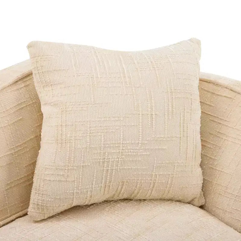 Canapé beige courbé 2 places avec accoudoirs et 2 coussins – Petit format, idéal pour toutes les pièces