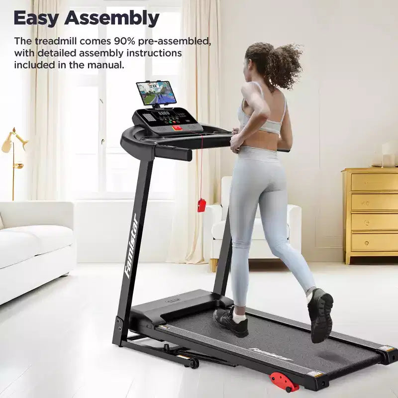Tapis de course à domicile, tapis roulant électrique pliable portable avec inclinaison réglable, contrôle par application, 64 programmes, capacité de 136 kg, 12 km/h