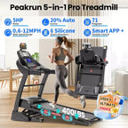 Tapis de course pliable 5 CV pour la maison avec inclinaison automatique de 15 %, capacité de 180 kg, tapis de course portable 16 km/h, 64+7 programmes, entraînement personnalisé avec application