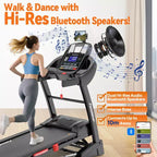 5.1HP Folding Treadmill for Home with 20% Auto Incline,300-400 LB Capacity,Adjustable iPad Holder, 12MPH Speed, 71 Programs,Knee Straps Gift