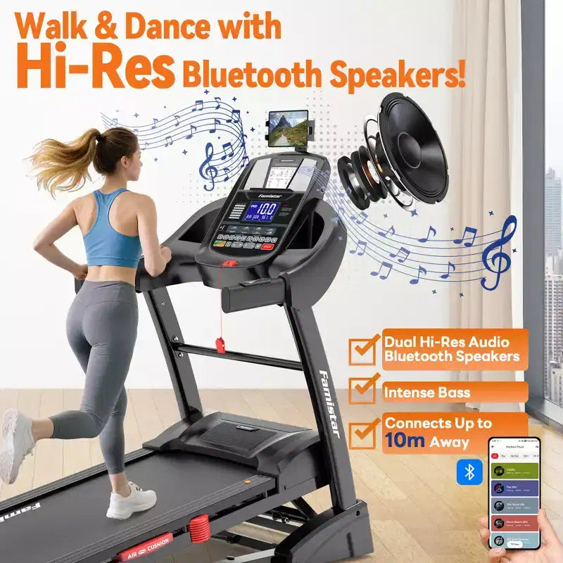 5.1HP Folding Treadmill for Home with 20% Auto Incline,300-400 LB Capacity,Adjustable iPad Holder, 12MPH Speed, 71 Programs,Knee Straps Gift