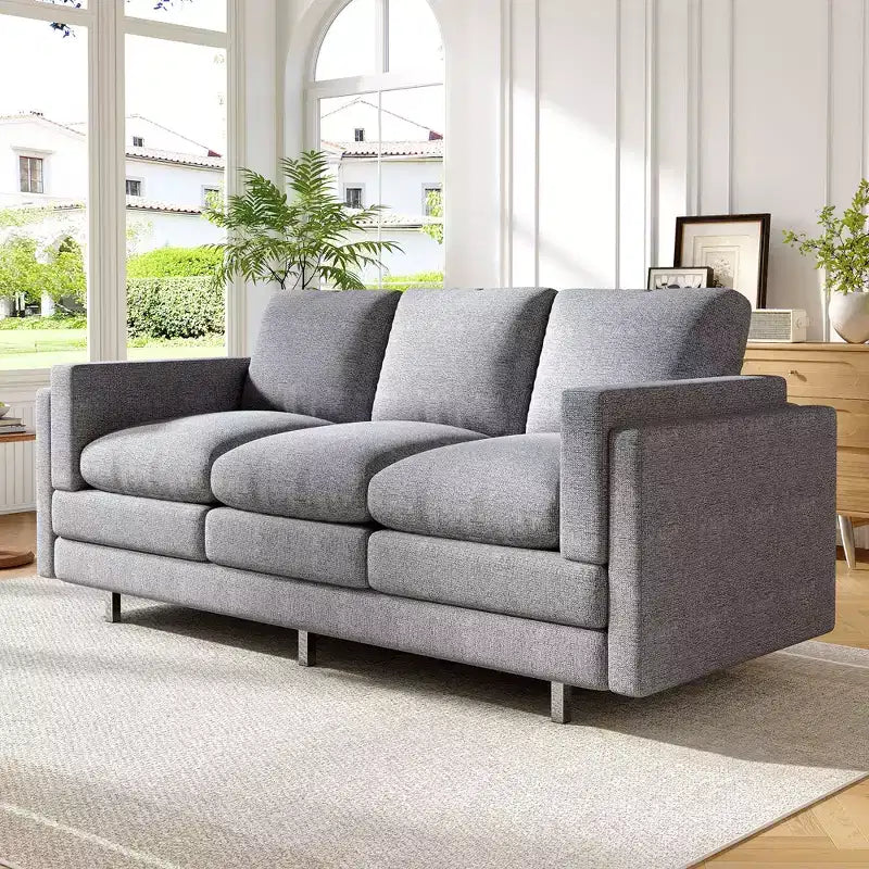 Christopher Knight Home Bonnet Canapé moderne 3 places en chenille de 79,5 po avec coussins de siège à double couche