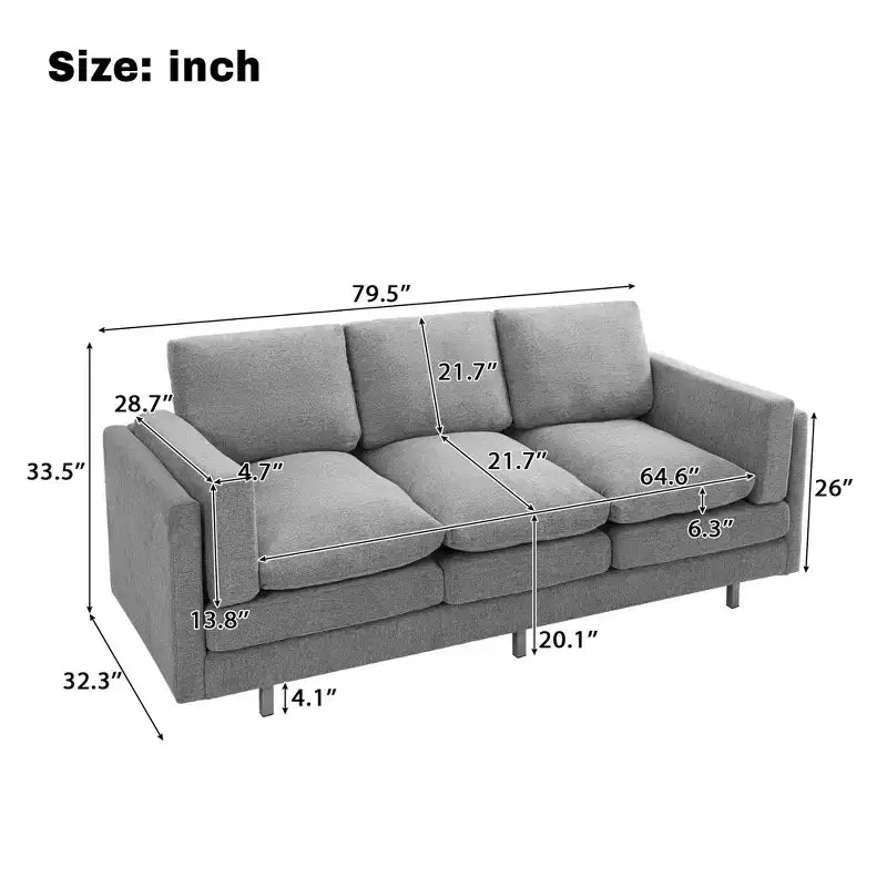 Christopher Knight Home Bonnet Canapé moderne 3 places en chenille de 79,5 po avec coussins de siège à double couche