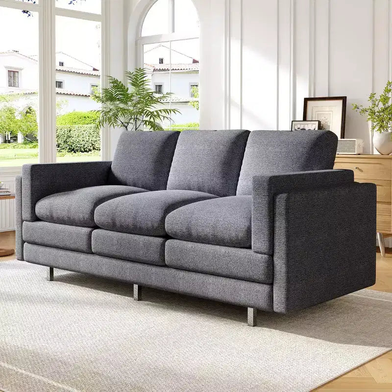 Christopher Knight Home Bonnet Canapé moderne 3 places en chenille de 79,5 po avec coussins de siège à double couche