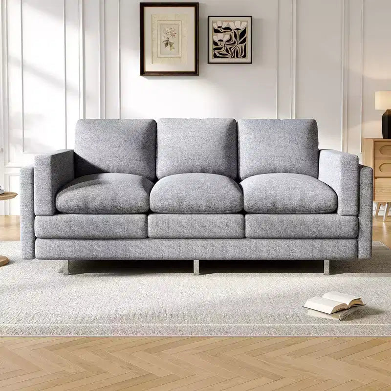 Christopher Knight Home Bonnet Modern 3-Seater 79.5 Chenille Upholstered Sofa with Dual-Layer Seat Cushions