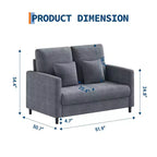 51.9-inch lounge sofa, chenille double reading sofa, suitable for bedrooms, tool-free assembly living room decorative sofa, comfortable armchair
