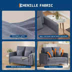 51.9-inch lounge sofa, chenille double reading sofa, suitable for bedrooms, tool-free assembly living room decorative sofa, comfortable armchair