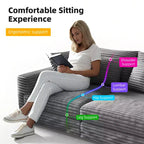 EHMKNP Plush Corduroy 4-Seat Sofa,Modern Comfy Upholstered Sofa Cloud Couch,Deep Seat Couches with Soft Pillows and Movable Ottoman