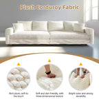 EHMKNP Plush Corduroy 4-Seat Sofa,Modern Comfy Upholstered Sofa Cloud Couch,Deep Seat Couches with Soft Pillows and Movable Ottoman