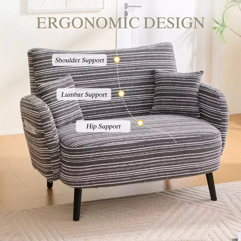 Zeus & Ruta Modern Deep-Seat Sofa with Ultra-Comfortable Armrests, Pillows & Storage Pockets
