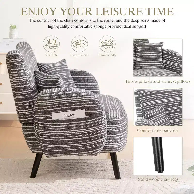 Zeus & Ruta Modern Deep-Seat Sofa with Ultra-Comfortable Armrests, Pillows & Storage Pockets