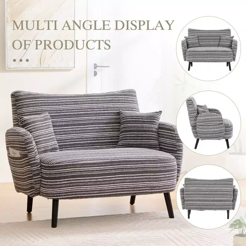 Zeus & Ruta Modern Deep-Seat Sofa with Ultra-Comfortable Armrests, Pillows & Storage Pockets