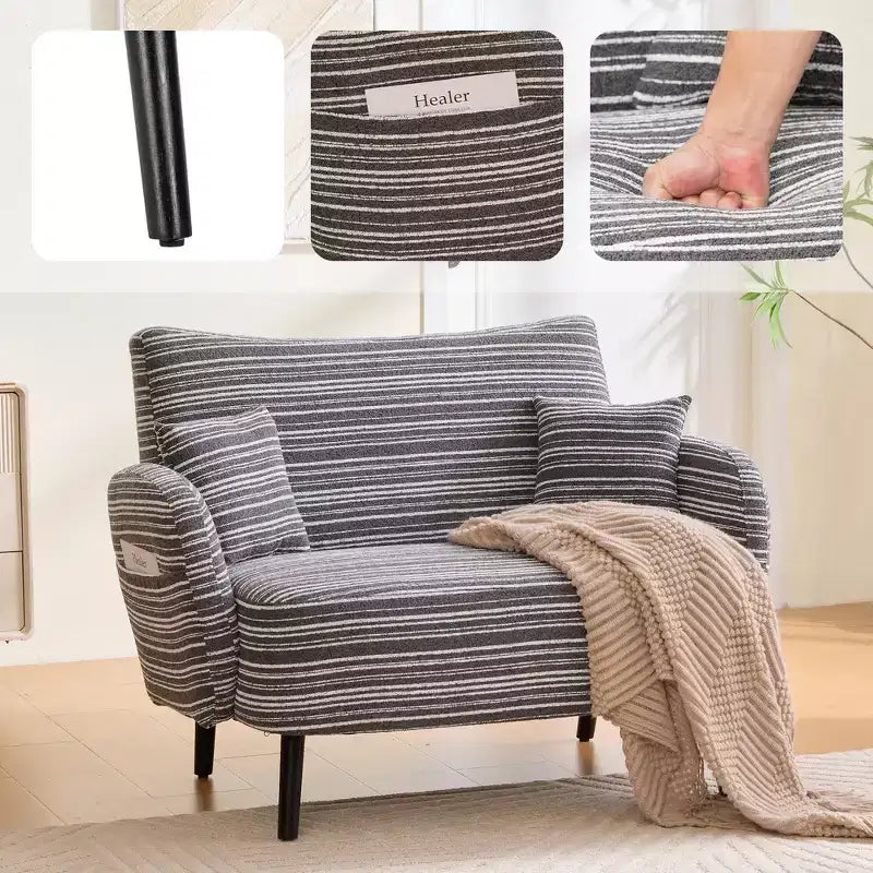 Zeus & Ruta Modern Deep-Seat Sofa with Ultra-Comfortable Armrests, Pillows & Storage Pockets