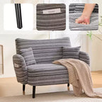 Zeus & Ruta Modern Deep-Seat Sofa with Ultra-Comfortable Armrests, Pillows & Storage Pockets