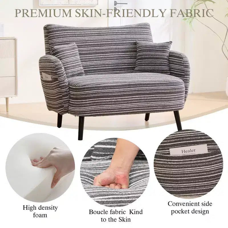 Zeus & Ruta Modern Deep-Seat Sofa with Ultra-Comfortable Armrests, Pillows & Storage Pockets