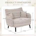 Zeus & Ruta Modern Deep-Seat Sofa with Ultra-Comfortable Armrests, Pillows & Storage Pockets