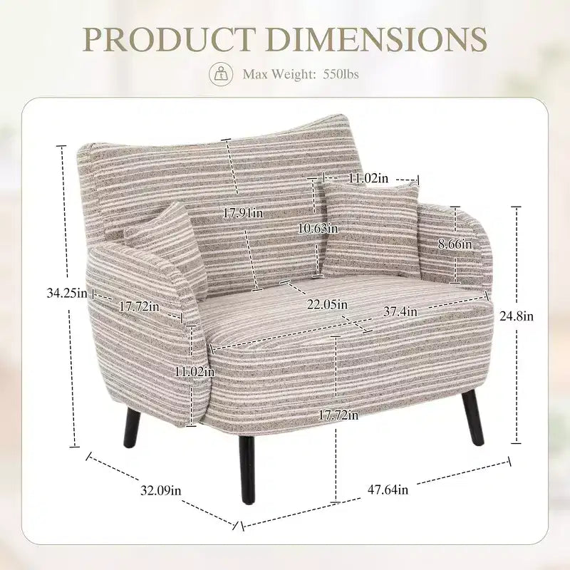 Zeus & Ruta Modern Deep-Seat Sofa with Ultra-Comfortable Armrests, Pillows & Storage Pockets