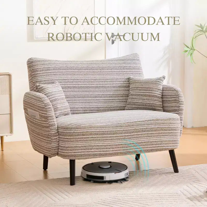 Zeus & Ruta Modern Deep-Seat Sofa with Ultra-Comfortable Armrests, Pillows & Storage Pockets