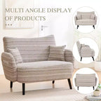 Zeus & Ruta Modern Deep-Seat Sofa with Ultra-Comfortable Armrests, Pillows & Storage Pockets