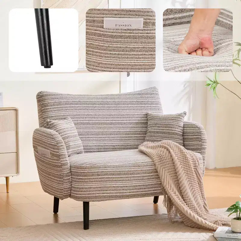 Zeus & Ruta Modern Deep-Seat Sofa with Ultra-Comfortable Armrests, Pillows & Storage Pockets