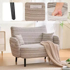 Zeus & Ruta Modern Deep-Seat Sofa with Ultra-Comfortable Armrests, Pillows & Storage Pockets