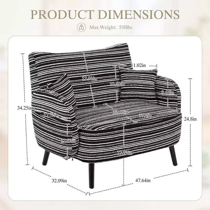 Zeus & Ruta Modern Deep-Seat Sofa with Ultra-Comfortable Armrests, Pillows & Storage Pockets